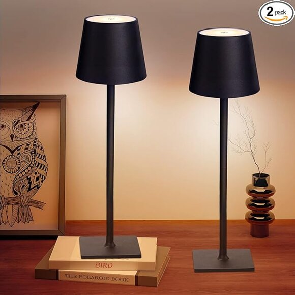 2 Pack Cordless Table Lamps, 3 Colors Stepless Dimming, 5000mAh Battery LED Lamp - Picture 1 of 6